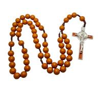Art Sacrum Large Plastic Rosary with Benedict Cross - Red Brown Beads 16mm