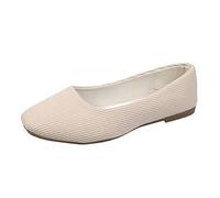 Art Sandals Women 7 Walking Sandals for Women UK Women Square Toe Flat Shoes Slip On Pointed Toe Shallow Mouth Simple Single Shoes Casual Shoes Work Black Flat Sandals Size 7 Ladies Sandals (Beige, 6)