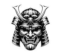 Art Scary Japanese samurai'mask and Lettering Decals 41x49cm Art Mural Painting Black