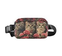 Art Scottish Fold Cats Hot Pink Fashion Crossbody Bag Waist Packs for Women Men Small Crossbody Belt Bag with Adjustable Strap for Shopping Sports Work