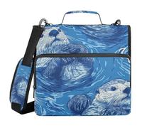 Art Sea Otter Blue 1.5 Inch 3 Ringing Zip Up Binder with Shoulder Strap Laege Capacity School Supplies Organizer for School