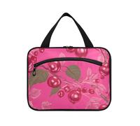 Art Seagrape Fruit Hot Pink Hanging Travel Bag with Hanging with Hook, Designer Cute Large Capacity Makeup Bag for Accessories Must Haves Traveling maletín para maquillaje L
