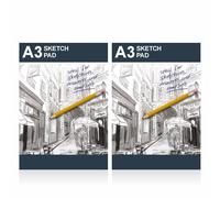Art Sketchbook A3 Sketch Pad Sketching Book Artists Sketchpad Kids Children Drawing Coloring Doodle Notebook Acid Free Professional Quality Easy To Use Portrait Smooth Cartridge Paper Hardback(2 Pack)