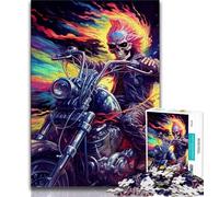 Art Skull Motorcycle Jigsaw Puzzles for Adults Teenagers Jigsaws Puzzle,Toys Educational Games Stress Relieving Wall Decoration (75x50cm)