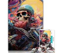 Art Skull Motorcycle Jigsaw Puzzles for Teenagers,Family Game Stress Reliever Difficult Challenge Artists Collection,Fine Art (75x50cm)