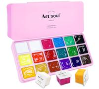 Art+soul Jelly Cup Gouache Paint, 18 Colors x 30ml/Cup with Portable Case and Palette, Non-toxic, Odourless, Vibrant, Ideal for Beginners, Students, Teens and Artists (Pink)