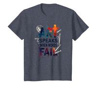 Art Speaks When Words Fail - Inspirational Arts Quote T-Shirt, Kids, Heather Blue, 4 Years