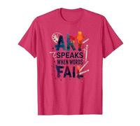 Art Speaks When Words Fail - Inspirational Arts Quote T-Shirt, Men, Red Heather, 3X-Large