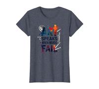 Art Speaks When Words Fail - Inspirational Arts Quote T-Shirt, Women, Heather Blue, XL