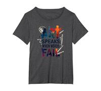 Art Speaks When Words Fail - Inspirational Arts Quote T-Shirt, Women's Plus, Dark Heather Grey, 5X