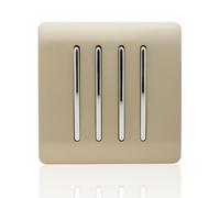 ART-SS7GO: Trendi 4-Gang 1-Way Glossy Champagne Gold Tactile Rocker Light Switch, 10A