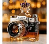 Art Statue - 300ML Whiskey Decanter Bottle, 3D Camera Shaped Whiskey Decanter Figurine, Novelty Handmade Glass Wine Bottle Sculptures, Funny Camera Themed Barware(A)
