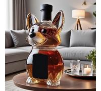 Art Statue - 300ML Whiskey Decanter Bottle, 3D Corgi Dog Shaped Whiskey Decanter, Novelty Glass Dog Shape Wine Bottle, Creative Animal Theme Empty Wine Bottles, for Liquor Storage, Men Gift(#2)