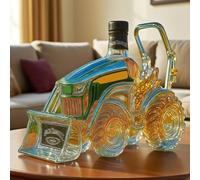 Art Statue - 300ML Whiskey Decanter Bottle, 3D Novelty Tractor Shaped Whiskey Wine Bottle, Creative Car Theme Glass Whiskey Decanter, Hand Blown Liquor Storage(A)