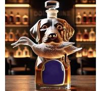 Art Statue - 300ML Whiskey Decanter Bottle, Animal Theme Hunting Dog Whiskey Decanter, 3D Hunting Dog Glass Wine Bottle, Home Bar Decor Gifts, Wine Storage Containers(B)