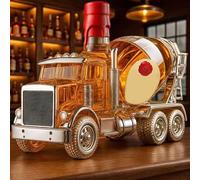 Art Statue - 300ML Whiskey Decanter Bottle, Cement Mixer Truck Shaped Glass Whiskey Decanter, Creative Leak-Proof CarTheme Wine Bottles Sculpture, Empty Wine Carafe Decorative Gifts(A)