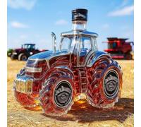 Art Statue - 300ML Whiskey Decanter Bottle, Tractor Shape Whisky Wine Bottle Sculpture, Premium Glass Whisky Decanter Ornaments, Farm & Truck Enthusiast Gift, Home Bar Statue(C)