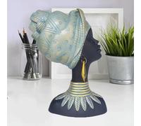 Art Statue - African Women Ornament Portrait Statues Lady Bust Figurine for Bedroom Bookshelf Housewarming Gift
