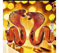 Art Statue - Chinese Zodiac Decanter, Oriental Snake Hand Blown Lead-Free Glass, Festival Table Decoration, Snake For Liquor Wine Tequila Gift, Personalized Animal Wine Bottle
