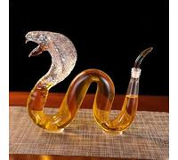 Art Statue - Chinese Zodiac Decanter, Oriental Snake Hand Blown Lead-Free Glass, Festival Table Decoration, Snake For Liquor Wine Tequila Gift, Personalized Animal Wine Bottle
