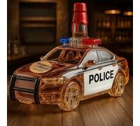 Art Statue Figurine 300ML Whiskey Decanter Wine Bottles - 3D Police Car Shaped Whiskey Wine Bottle, Novelty Glass Whiskey Decanter, Creative Car Theme Empty Wine Bottles, Liquor Storage Barware(A)