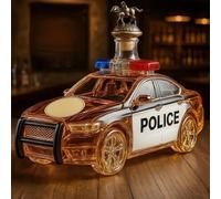 Art Statue Figurine 300ML Whiskey Decanter Wine Bottles - 3D Police Car Shaped Whiskey Wine Bottle, Novelty Glass Whiskey Decanter, Creative Car Theme Empty Wine Bottles, Liquor Storage Barware(B)