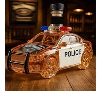 Art Statue Figurine 300ML Whiskey Decanter Wine Bottles - 3D Police Car Shaped Whiskey Wine Bottle, Novelty Glass Whiskey Decanter, Creative Car Theme Empty Wine Bottles, Liquor Storage Barware(C)