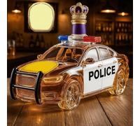 Art Statue Figurine 300ML Whiskey Decanter Wine Bottles - 3D Police Car Shaped Whiskey Wine Bottle, Novelty Glass Whiskey Decanter, Creative Car Theme Empty Wine Bottles, Liquor Storage Barware(D)