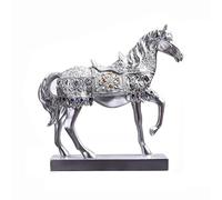 Art Statue - Luxury Horse Standing Statue With Diamond, Golden Wealth Figurine Engraved Resin Horse Sculpture Accent Art Home Decor