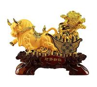 Art Statue Ornament, Fortune Statue Resin Feng Shui Chinese Zodiac Ox Decor Wealth Good Luck Multiple Sizes(M)