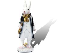 Art Statue - Ornament Sculpture - Handsome Hare Sculpture Figurines Home Statues, Rabbit Gentleman Decor Bunny Polyresin Decorations, Desktop Bookshelf Art Figures