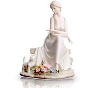 Art Statue - Ornament Sculpture, Porcelain Flower Basket Figurine, Delicate Home and Office Decor, Charming Ceramic Statue