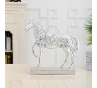 Art Statue - Statue Sculpture, Luxury Horse Standing Statues With Diamond,Brass Horses Figurine Statues Ornaments,Golden Wealth Horse Figurine Engraved Resin Horse
