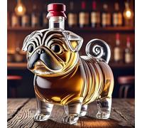 Art Statue - Whiskey Decanter Bottle - Pug-Shaped Whiskey Decanterm Sculptures, 300ml Novelty Handmade Glass Wine Bottleornaments, Funny Animal-Themed Barware, Decorations(B)