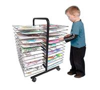 Art Storage Rack,Mobile Art Drying Rack with Wheels - Double Sided Wire Shelves, Stackable A3 Artwork Storage for Kids & Artists, 17.7" x 26" x 32.3" - Ideal Classroom Solution