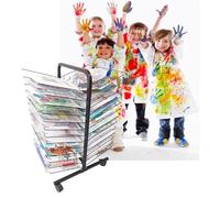 Art Storage Rack,Multi-Functional Mobile Art Drying Rack with 26 Removable Shelves & Wheels - Ideal for Classroom & Art Studio Use, Wire Canvas Paint Drying Rack for Artists