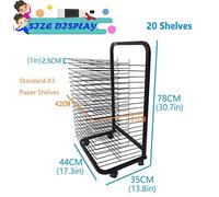 Art Storage Rack,Stackable Wire Art Drying Rack with Wheels - 20 Flexible Metal Shelves for Classroom Painting & Craft Storage, Mobile Artwork Display Rack for Art Studios
