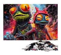 Art Strange Frogs 1000 Piece Jigsaw Jigsaw Puzzles Challenging Brain Teaser, Family Activity, Home Decor, 26X38CM/10.23x14.96inch