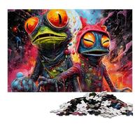 Art Strange Frogs Jigsaw Puzzles 1000 Pieces for Adults Wooden Jigsaw Puzzles for Home Decor & Holiday Fun 50x75CM/19.68x29.52inch