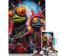 Art Strange Frogs Jigsaw Puzzles for Adults Teenagers Jigsaws Puzzle,Help The Brain Exercise Addictive Toys to Cultivate Patience Great Gift 50x75cm