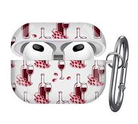Art-Strap Case, Compatible with AirPods 3 - Shockproof TPU Gel Protection Cover Shell with Keychain Carabiner, Replacement for Apple AirPods (Bottles Glasses Wine)