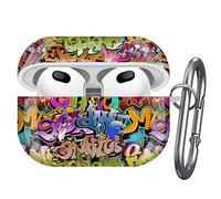 Art-Strap Case, Compatible with AirPods 3 - Shockproof TPU Gel Protection Cover Shell with Keychain Carabiner, Replacement for Apple AirPods (Graffiti Funky Hip)
