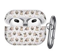 Art-Strap Case, Compatible with AirPods 3 - Shockproof TPU Gel Protection Cover Shell with Keychain Carabiner, Replacement for Apple AirPods (Pugs)