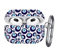 Art-Strap Case, Compatible with AirPods 3 - Shockproof TPU Gel Protection Cover Shell with Keychain Carabiner, Replacement for Apple AirPods (Turkish Eye)