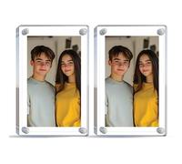 Art Street Acrylic Magnetic Picture Photo Frames 9x9 Cm, Square Shape Fridge Magnetic Photo Frames with Personalized Photos, for Gifts, Office Home Kitchen Décor (Set of 1)