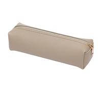 Art student pencil bag stationery box portable storage bag long pencil case pu leather large capacity cosmetic brush bag (m, Khaki), Khaki, Medium