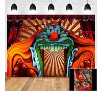 Art Studio 9x6ft Horror Circus Carnival Theme Halloween Party Photography Backdrop Giant Evil Clown Scary Hallowmas Kids Birthday Party Photo Background Grove Vampire Banner Photo Studio Props Booth