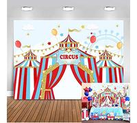 Art Studio Circus Carnival Theme Kids Birthday Party Photography Backdrop Blue Sky Red White Striped Tent Ferris Wheel Baby Shower Dessert Table Decor Banner Photo Studio Props Booth Vinyl 7 x 5 ft