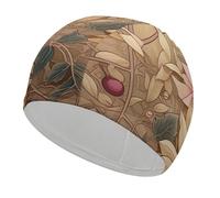 Art Style Flowers Swim Cap for Adult, Elastic Fabric Swimming Cap, Comfortable Bathing Cap for Long & Short Hair