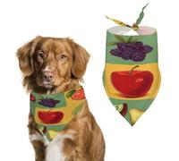 Art Style Fruit Dog Bandanas Cute Soft Cotton Puppy Scarves Washable Daily Summer Durable Triangle Reversible Bibs Suitable for Small Medium Large Dogs and Cats